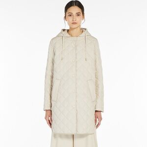 MaxMara Cream Quilted Hooded Jacket
